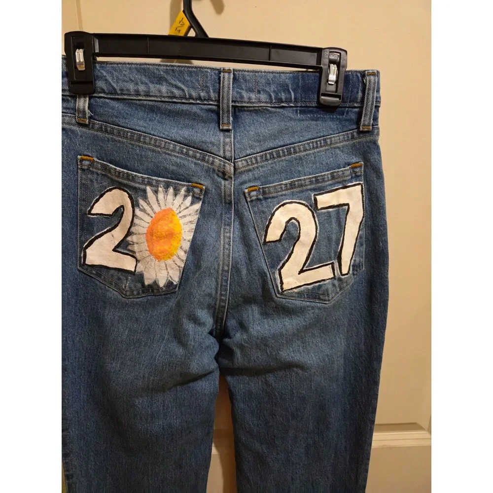 Senior Jeans - Size 26/2 R - Abercrombie & Fitch Jeans - hand painted/upcycled - Picture 6 of 7